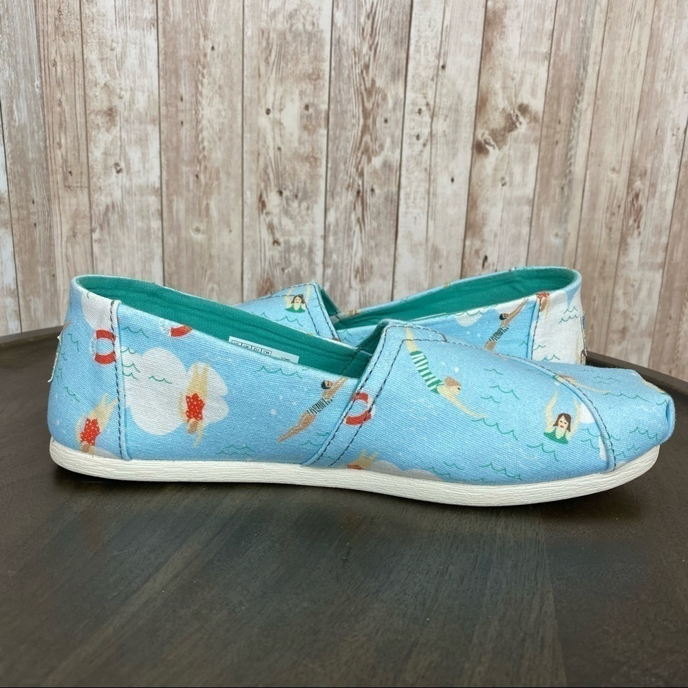 TOMS Classic Alpargata Blue Glow Swimmers Slip On Shoe Size 7.5 Women - Picture 10 of 13